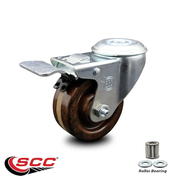 3 Inch High Temp Phenolic Wheel Bolt Hole Caster with Total Lock Brake SCC